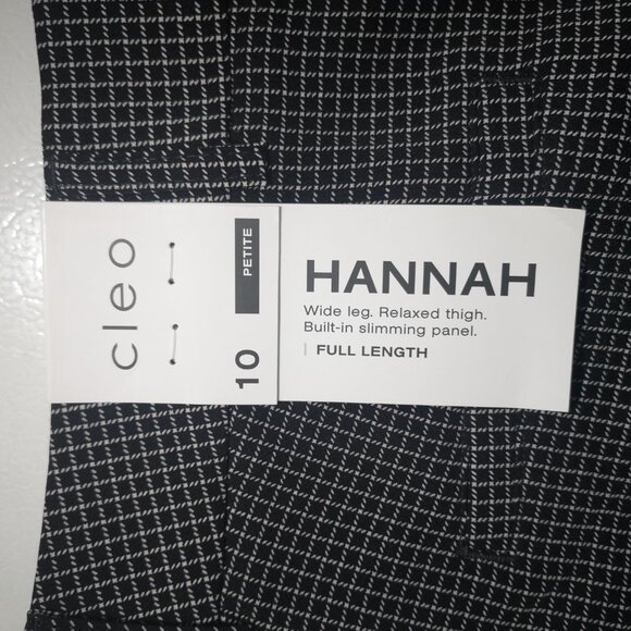 NWT Cleo Petites Ladies Size 10P Black & White Checkered Hannah Wide Leg Pants - Picture 7 of 13